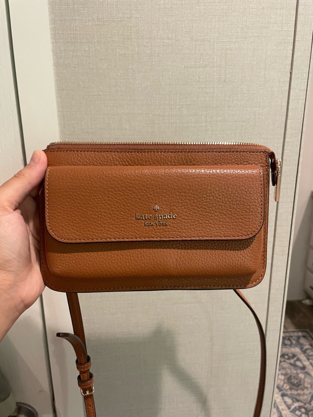 Kate Spade New York Tan Leather Crossbody Wallet
